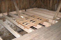 The pallet is nearly in the same position as the previous picture.  All new joists!