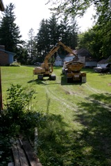 All of the concrete is now gone, flattening the metal so they can move that truck to the next job...